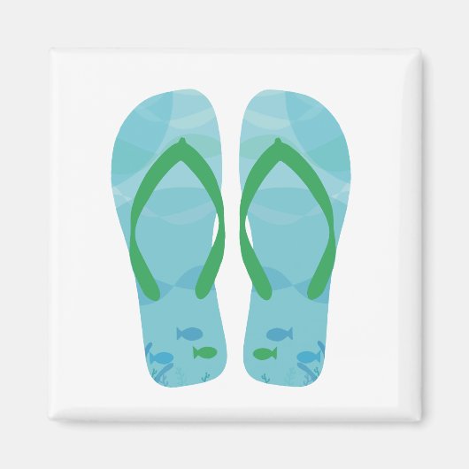 Blue Fish Summer Beach Flip Flops Magnet (Vorne)