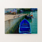 Blue Fishing Boat at Essaouira Harbor Puzzle (Horizontal)