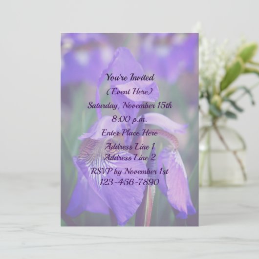 Blue Flag Iris Blume Party Einladung (Stehend Vorderseite)