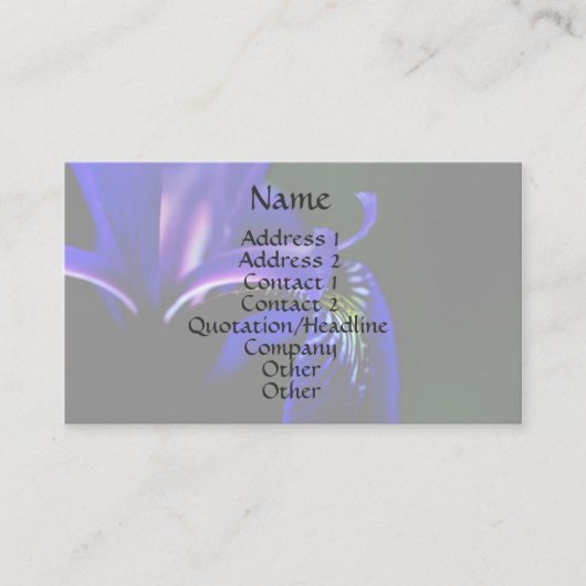 Blue Flag Iris floral Business Card Visitenkarte (Vorderseite)