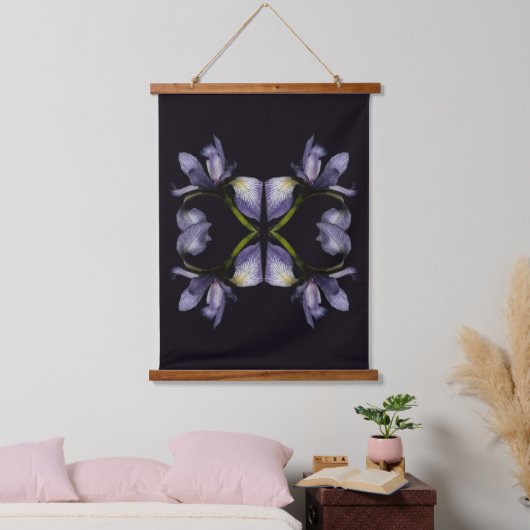 Blue Flag Iris Flower Abstract Wandteppich Mit Holzrahmen (Schlafzimmer)
