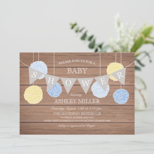 Blue Flags n Fluffs - Einladung zur Kinderdusche (Stehend Vorderseite)