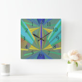 Blue Flame 2 Abstract in Blues Backward Clock Quadratische Wanduhr (Zuhause)