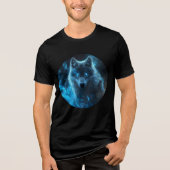 Blue Flame Cosmic Wolf Art Print Tri-Blend Shirt (Vorderseite)