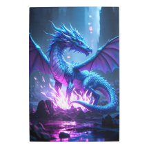 Blue Flame Dragon - Fantasy Metal Wall Art"