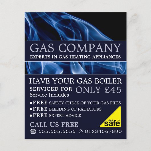 Blue Flame, Gas Engineer und Lieferantenwerbung Flyer (Vorne)