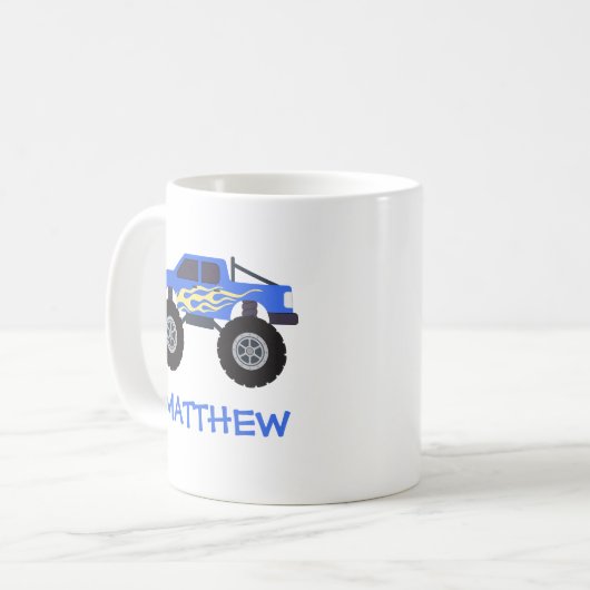 Blue Flame Monster Truck Kaffeetasse (Vorderseite Links)
