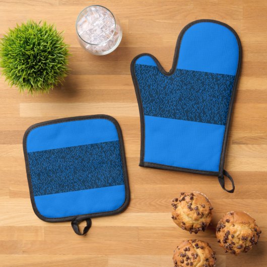 Blue Flame Oven Mitts & Pot Holdings Set (Oben Unten)