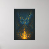 Blue Flame Phoenix Twins – Fine Art Mythical Bird  Leinwanddruck (Vorderseite)
