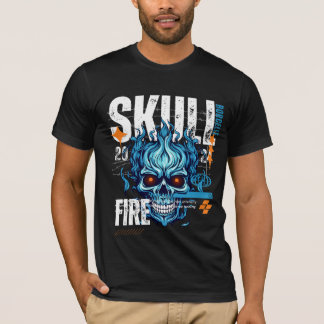 Blue Flame Skull - Edgy Streetwear T-Shirt