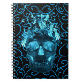 Blue Flame Skull Spiral Notebook Notizblock (Vorderseite)