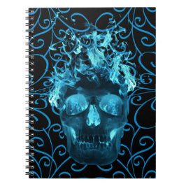 Blue Flame Skull Spiral Notebook Notizblock