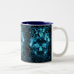 Blue Flame Skull-Tasse Zweifarbige Tasse