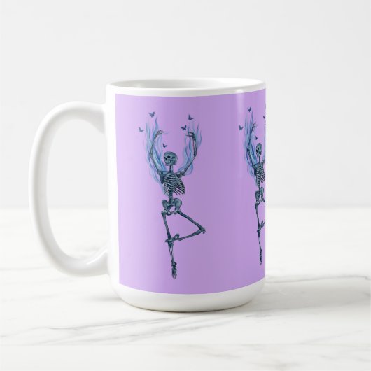 Blue Flames Ballerina Dancing Skeleton Art Purple Kaffeetasse (Links)