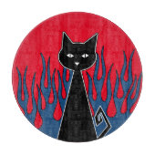 Blue Flames Black Cat Schneidebrett (Vorderseite)