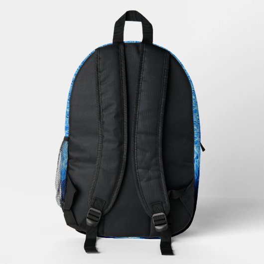 Blue Flames Design Bedruckter Rucksack (Rückseite)