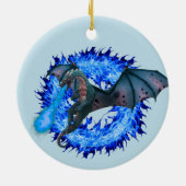 Blue Flaming Fantasy Dragon Keramik Ornament (Hinten)