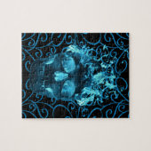 Blue Flaming Fire Skull Art Puzzle (Horizontal)