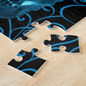 Blue Flaming Fire Skull Art Puzzle (Seite)