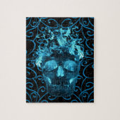 Blue Flaming Fire Skull Art Puzzle (Vertikal)