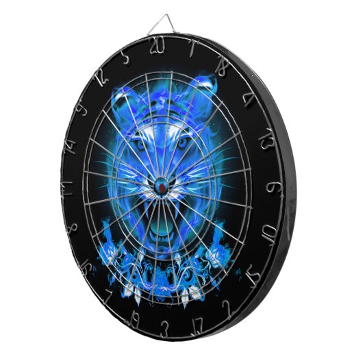 Blue Flaming Fire Tiger Dartscheibe (Vorderseite rechts)