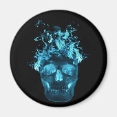 Blue Flaming Skull Magnet (Vorne)
