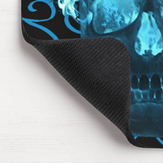 Blue Flaming Skull Mouse Pad Mousepad (Ecke)