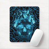 Blue Flaming Skull Mouse Pad Mousepad (Mit Mouse)