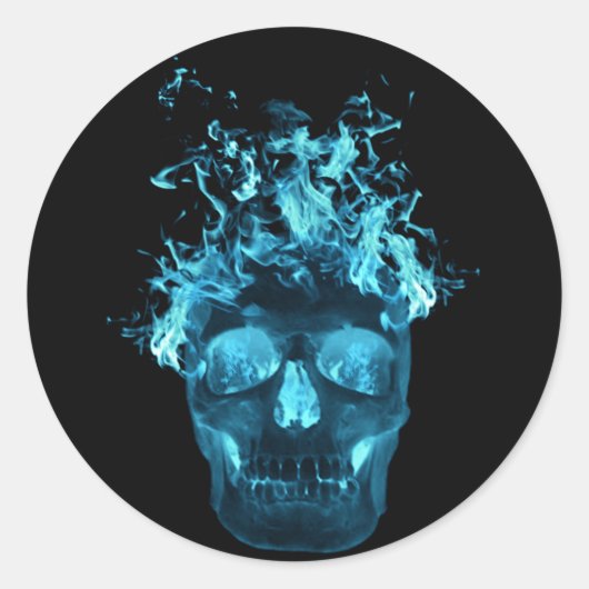 Blue Flaming Skull Stickers (Vorderseite)