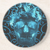 Blue Flaming Skull Untersetzer (Vorne)