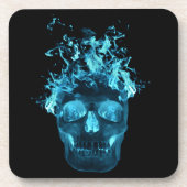 Blue Flaming Skull Untersetzer (Vorderseite)