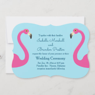 Blue Flamingo Beach Einladung zur Hochzeit
