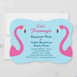Blue Flamingo Beach Engagement Party Einladung