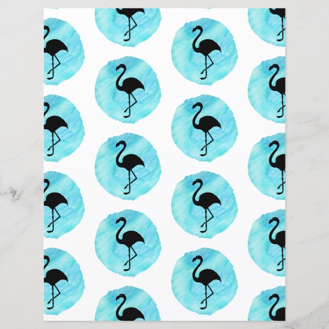 Blue Flamingo Muster Scrapbook Paper (Vorderseite)
