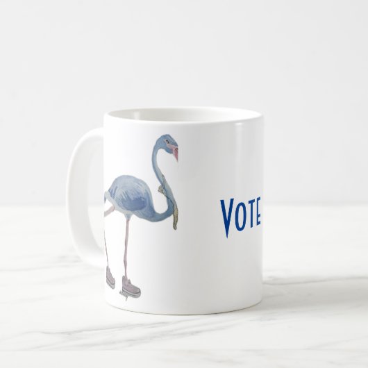 Blue FLAmingo Tasse Abstimmung Harris 2024 (Vorderseite Links)