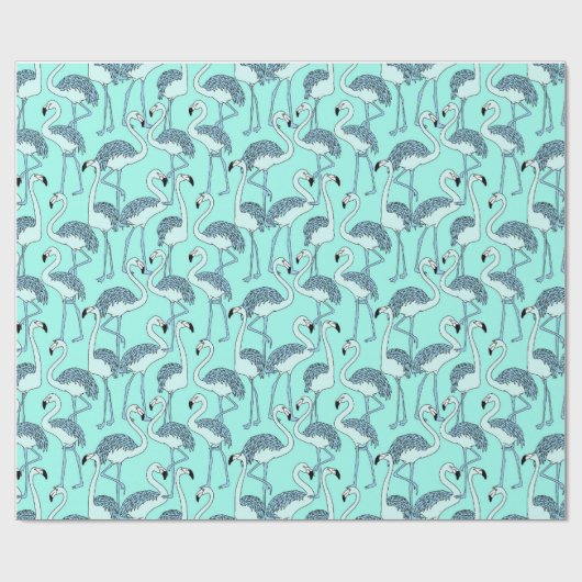 Blue Flamingos Geschenkpapier (Flach)