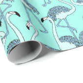 Blue Flamingos Geschenkpapier (Rolleneckpunkt)
