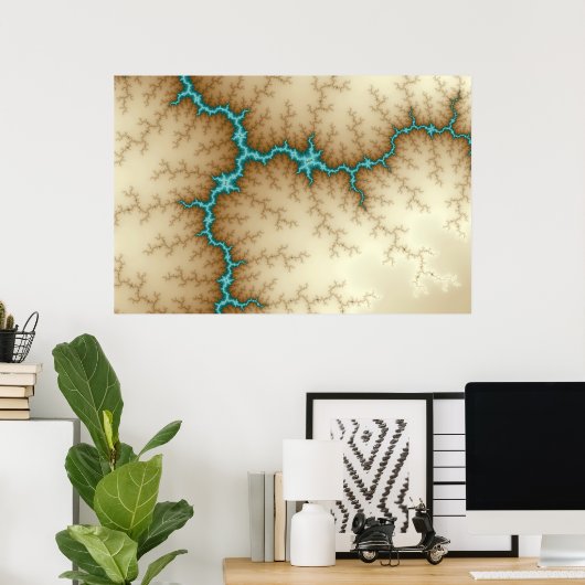 Blue Flash - Fraktal Poster (Heimbüro)