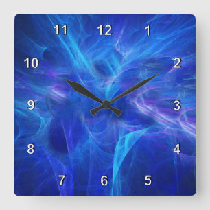 Blue Flash Wall Clock Quadratische Wanduhr