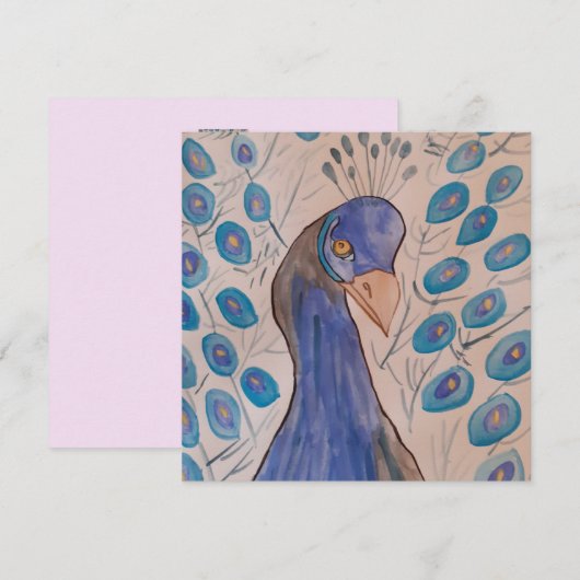 Blue Flat Grußkarte von Peacock (Vorne/Hinten)