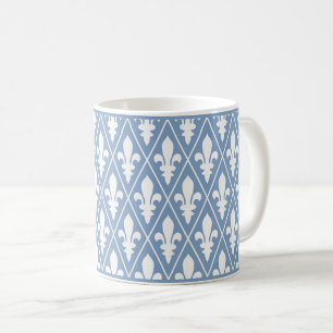 Blue Fleur-de-Lys Lattice Coffee Tasse