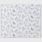 blue fleurs de saison geschenkpapier (Flach)