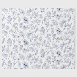 blue fleurs de saison geschenkpapier