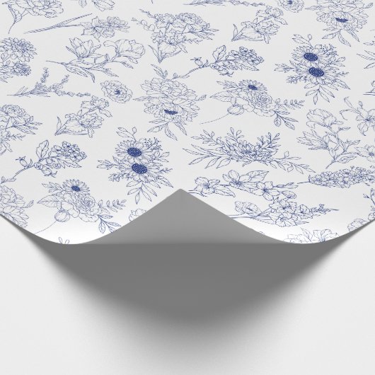 blue fleurs de saison geschenkpapier (Ecke)
