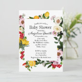 Blue Fliesen Mediterrane Muster Baby Dusche Einladung (Stehend Vorderseite)