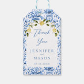 Blue Fliesen Zitronenfrüchte Hochzeit danke Ihnen  Geschenkanhänger (Vorderseite)