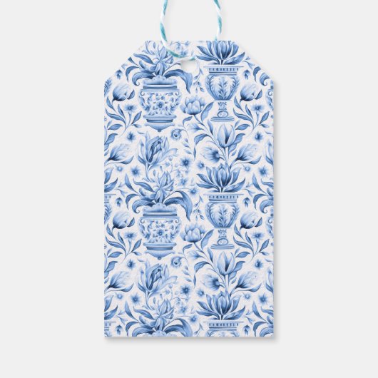 Blue Fliesen Zitronenfrüchte Hochzeit danke Ihnen  Geschenkanhänger (Rückseite)