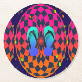 Blue Flip Flops Ellipse Runder Pappuntersetzer (Vorderseite)