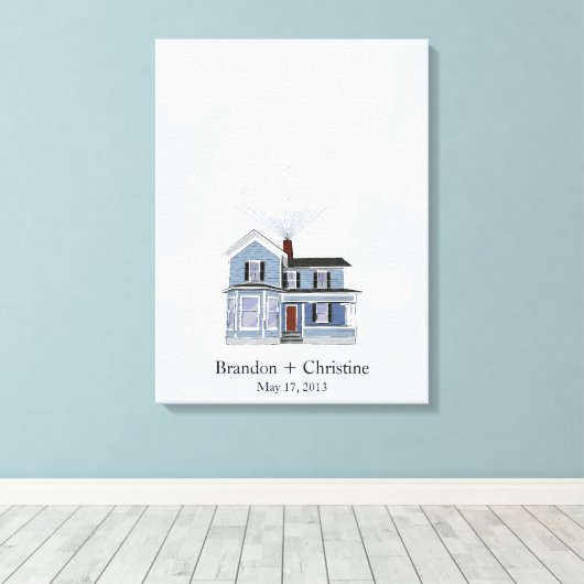 Blue Floating Zuhause Fingerprint Guestbook Leinwanddruck (Insitu (Holzboden))