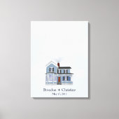 Blue Floating Zuhause Fingerprint Guestbook Leinwanddruck (Vorderseite)